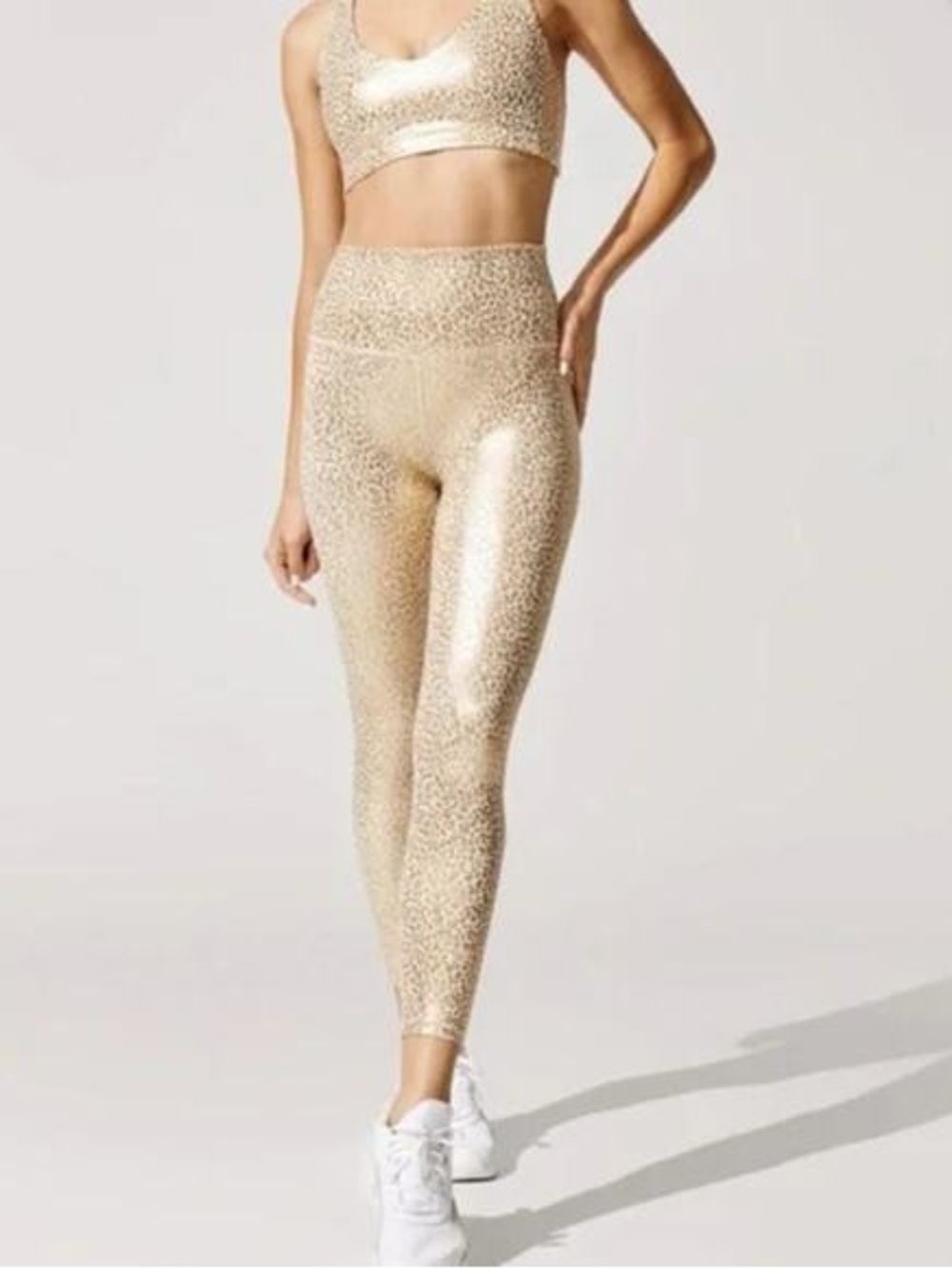 Carbon38 Gold Metallic Leopard High-Rise Leggings